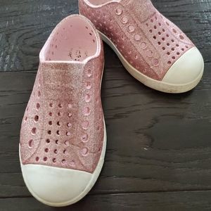 Toddler 8 pink sparkle Native shoes gently worn